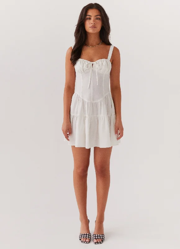 Lucie Linen Mini Dress - Ivory