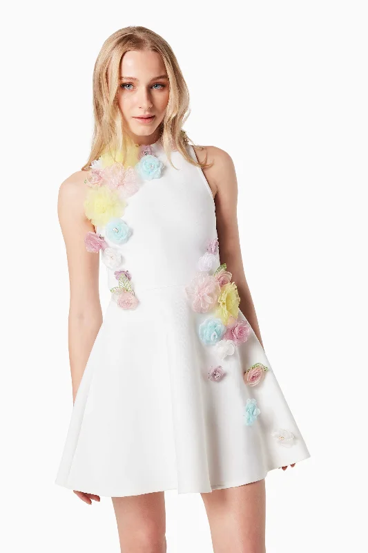 Lyrics 3D Floral Mini Dress In White