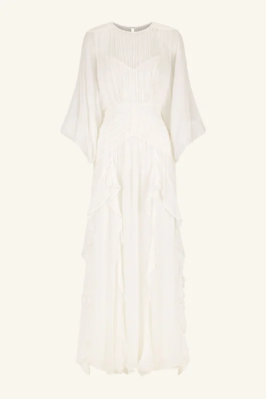 MARGOT ROUND NECK BALLOON SLEEVE MAXI DRESS - IVORY