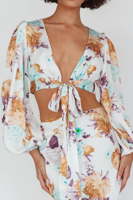 Meet Me In Fiji Tied Top Floral Yellow