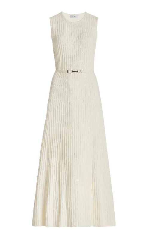 Meier Knit Dress in Ivory Merino Wool Cashmere