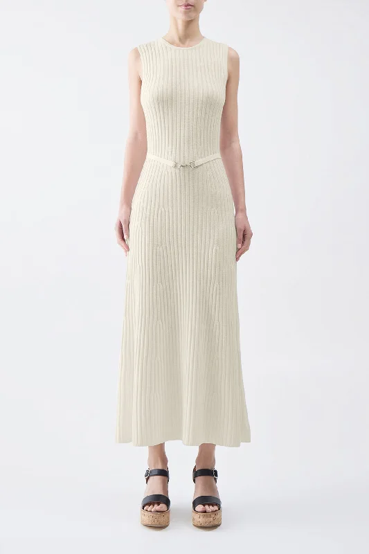 Meier Knit Dress in Ivory Merino Wool Cashmere