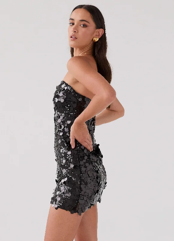 Midnight Magic Sequin Mini Dress - Black