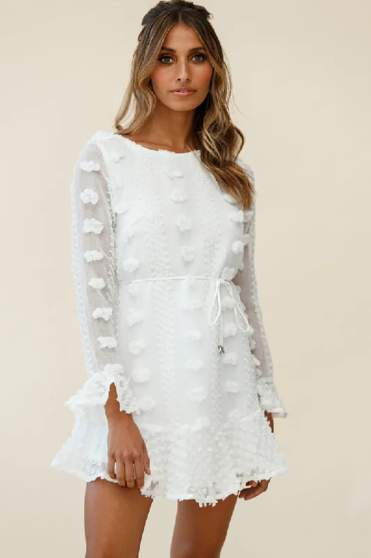 Montville Long Sleeve Embellished Dress White