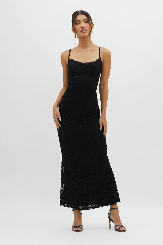 Must Be Love Lace Maxi Dress Double Black