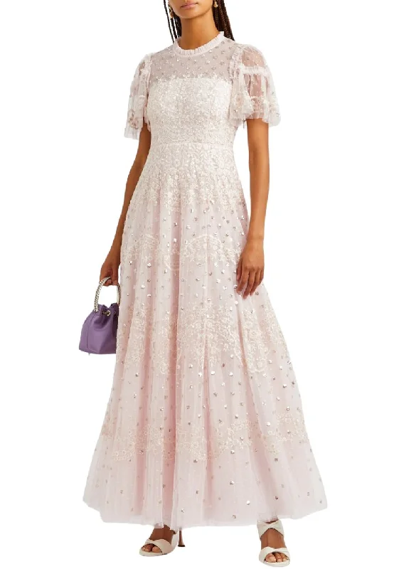 Blush Beatrice Short Sleeves Embellished Gown