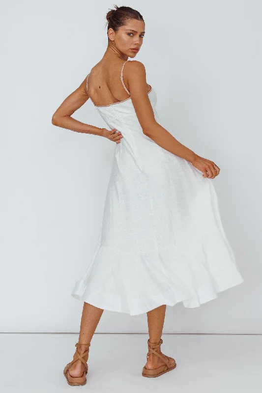 Noni Cami Strap Swing Midi Dress White