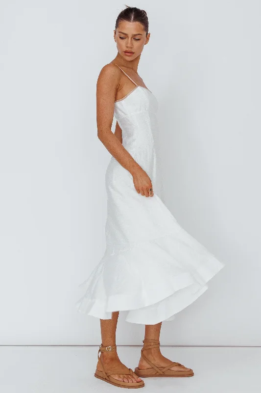 Noni Cami Strap Swing Midi Dress White