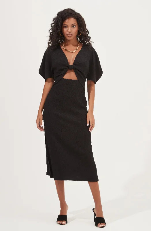 Normandie Cutout Puff Sleeve Midi Dress