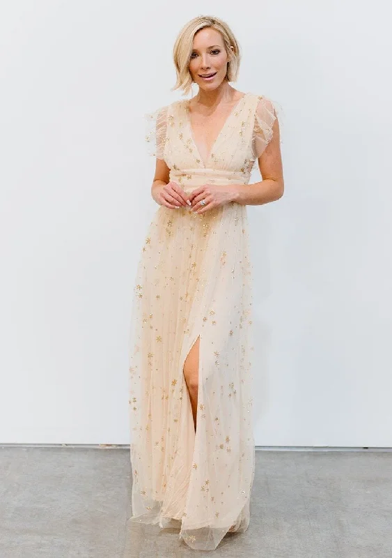 Nova Shimmer Maxi Dress | Gold