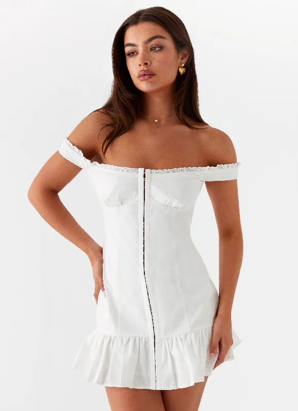 Odessa Frill Mini Dress - White