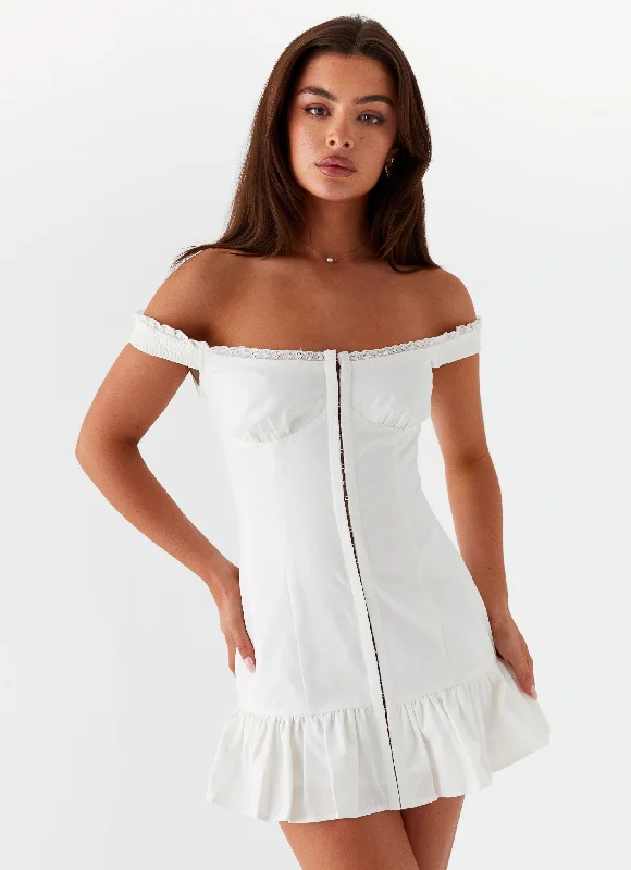 Odessa Frill Mini Dress - White