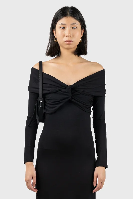 Off the Shoulder Jersey Midi Dress