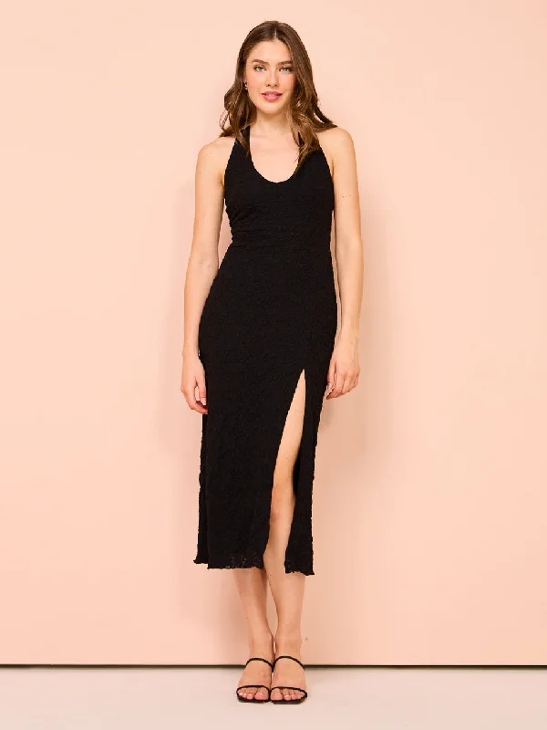 Ownley Olive Halter Dress in Black