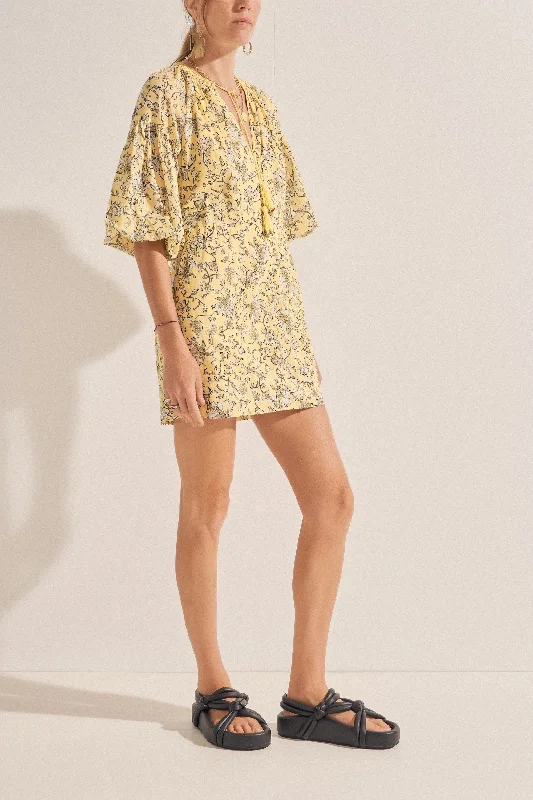 Peithos Yellow Batik Print Dress