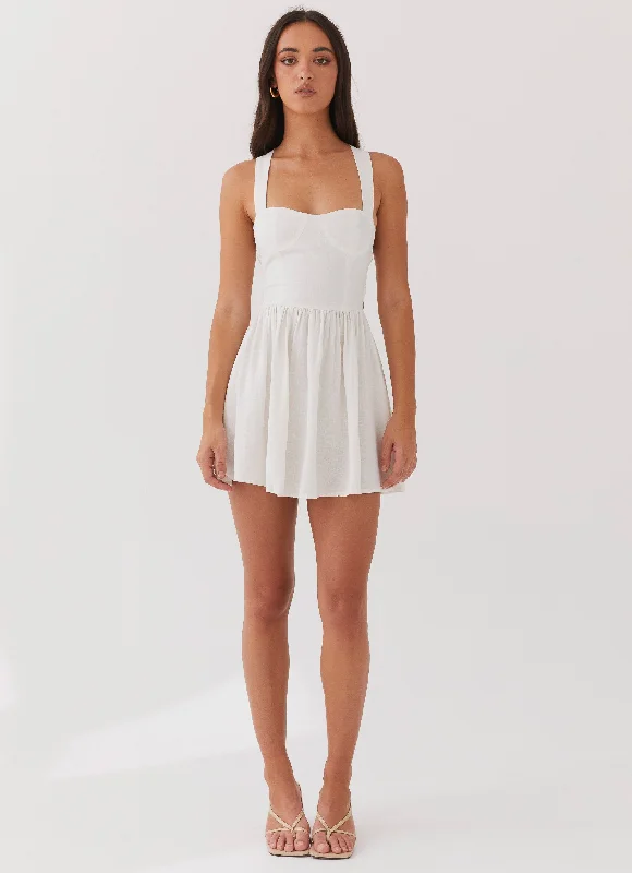 Penelope Linen Mini Dress - Ivory