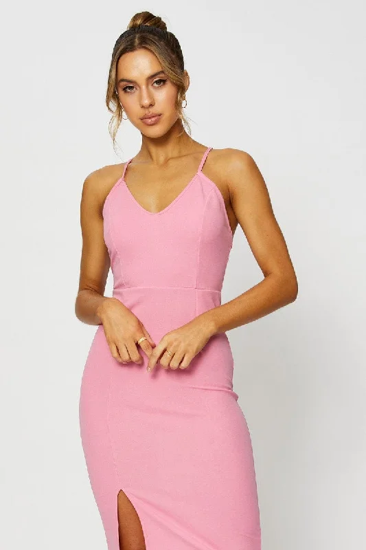 Pink Bodycon Dress Midi