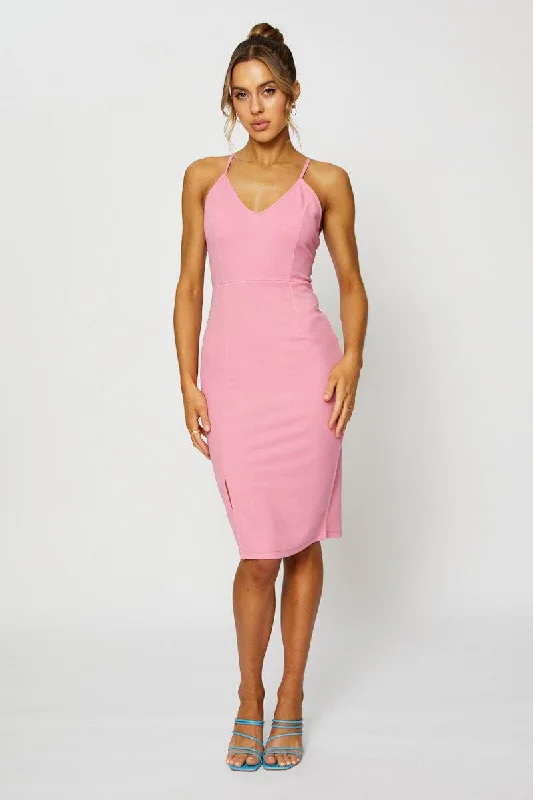 Pink Bodycon Dress Midi