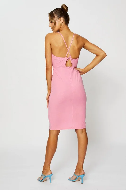 Pink Bodycon Dress Midi