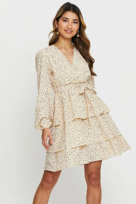 Polka Dot Mini Dress Long Sleeve