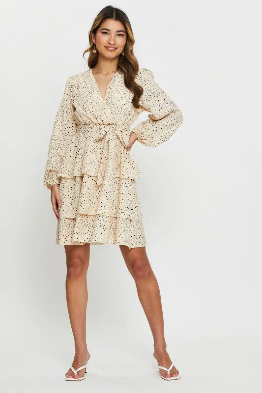 Polka Dot Mini Dress Long Sleeve