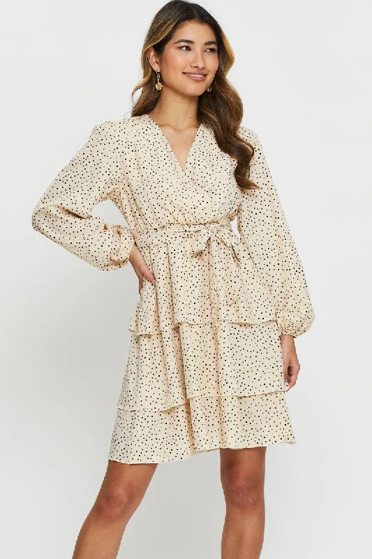 Polka Dot Mini Dress Long Sleeve