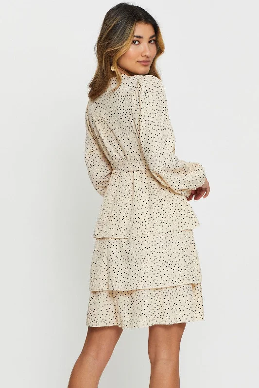 Polka Dot Mini Dress Long Sleeve