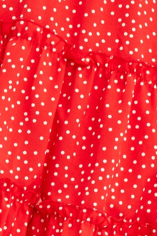 Polka Dot Skater Dress Mini V Neck Sleeveless