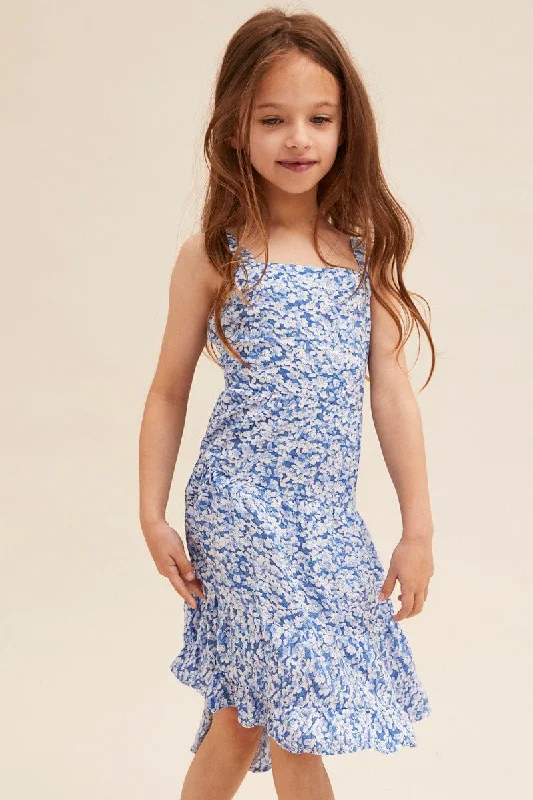 Print Kids Tie Back Maxi Dress