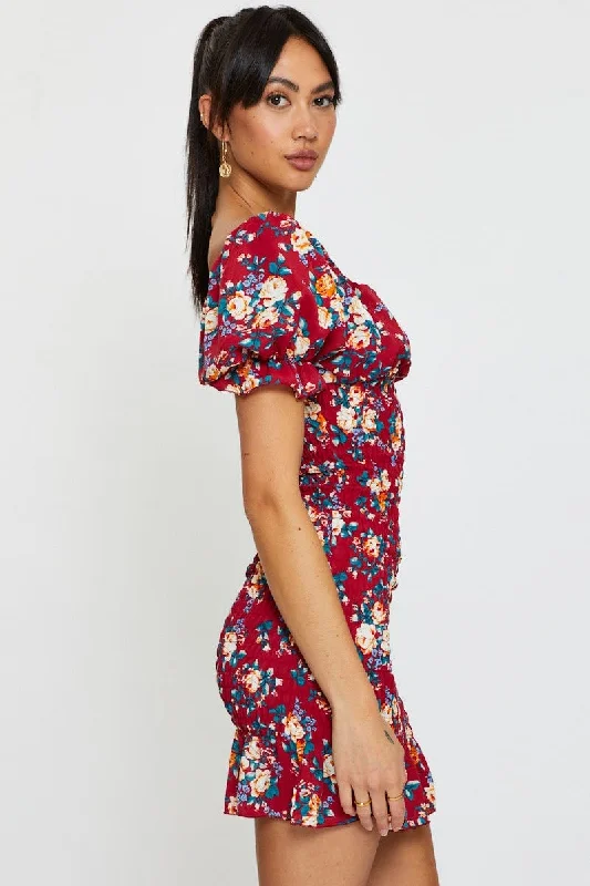 Print Mini Dress Short Sleeve