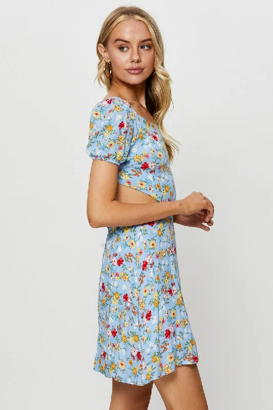 Print Mini Dress Short Sleeve