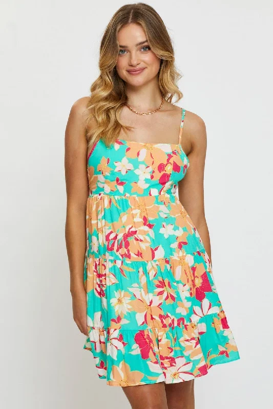 Print Mini Dress Sleeveless