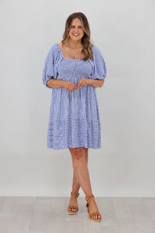 Salty Bright Bella Stripe Dress Blue