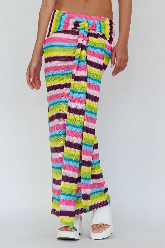 Sammi Tie Waist Knit Maxi Skirt Blue Multi