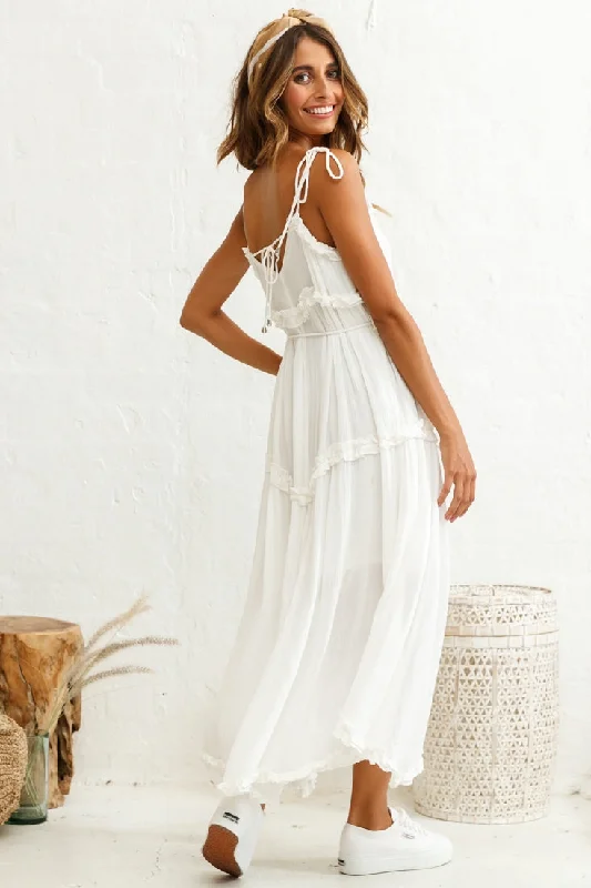 Santa Monica String Tie Maxi Dress White