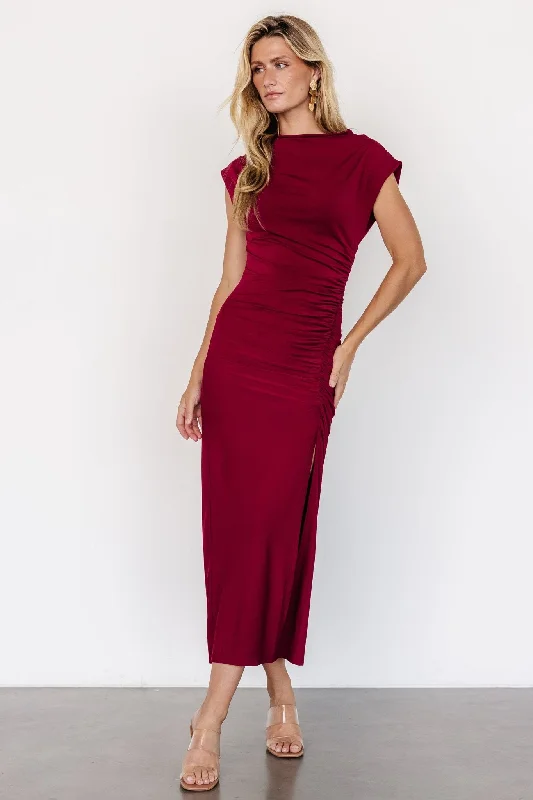 Sasha Ruched Maxi Dress | Berry