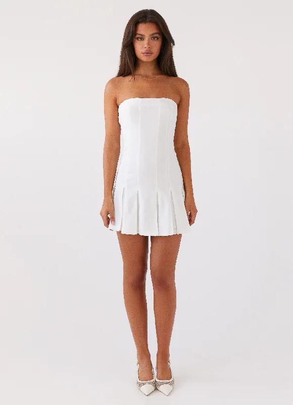 Saving Hearts Linen Mini Dress - White