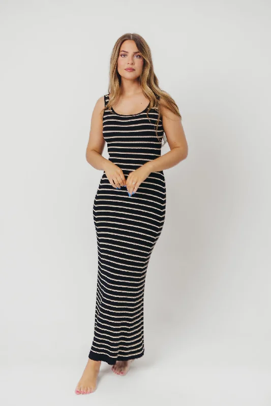 Scarlett Tank Maxi Dress in Black/Cream