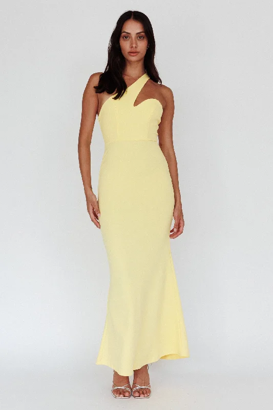 Shooting Stars One-Shoulder Maxi Dress Yellow