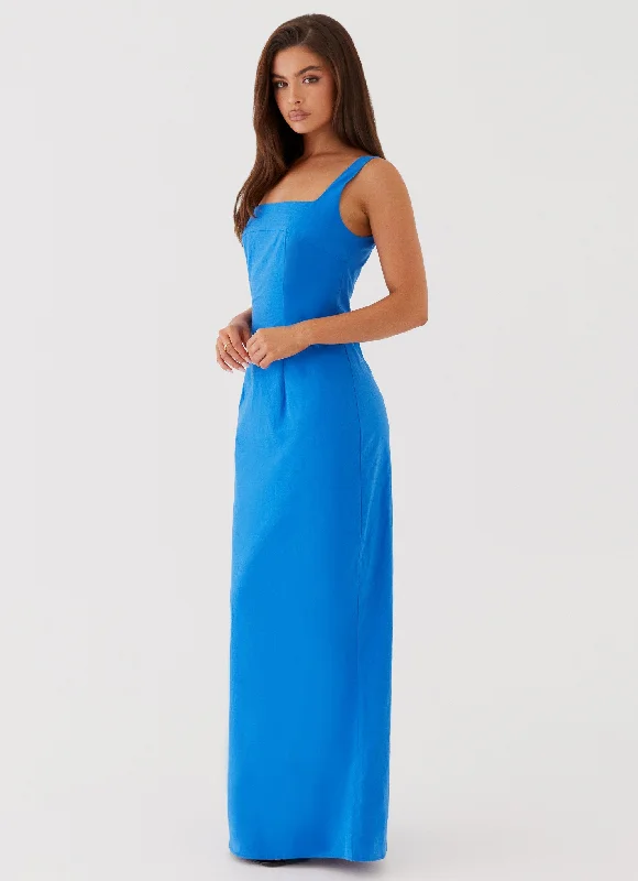 Sonya Square Neck Maxi Dress - Cobalt