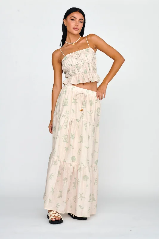 South Bay Maxi Skirt Print Sage