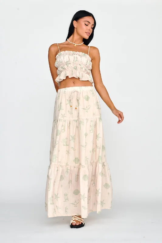 South Bay Maxi Skirt Print Sage