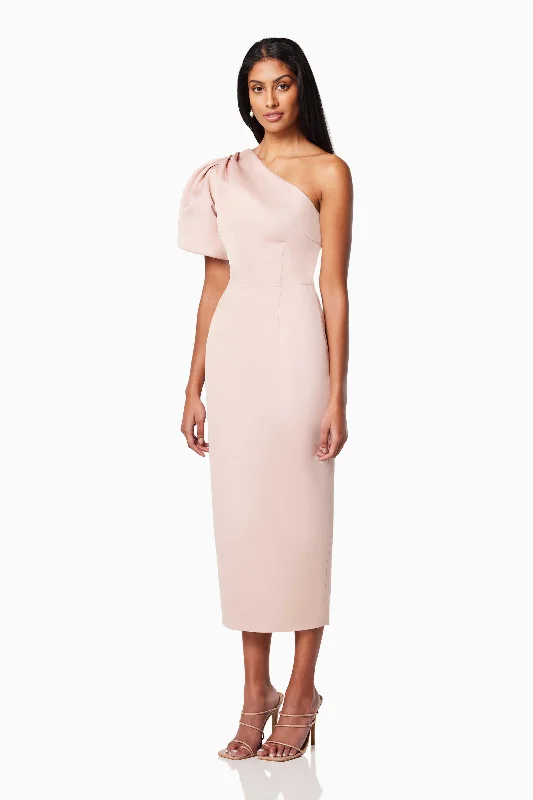 Starfire One Shoulder Midi Dress In Pink