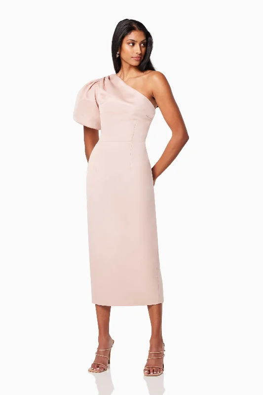 Starfire One Shoulder Midi Dress In Pink