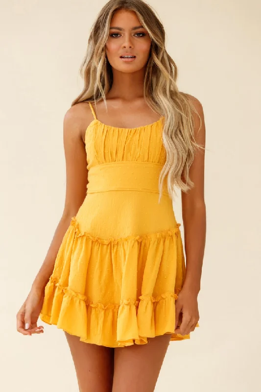 Stolen Moments Cami Strap Ruffle Dress Yellow