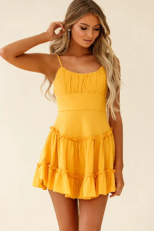 Stolen Moments Cami Strap Ruffle Dress Yellow