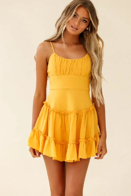 Stolen Moments Cami Strap Ruffle Dress Yellow