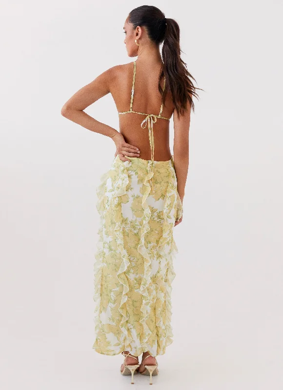 Sunset Kisses Ruffle Maxi Dress - Daffodil