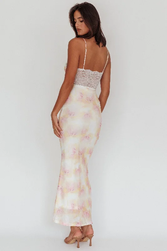 Super Shy Floral Lace Maxi Dress Pink