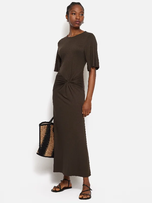 Twist Front Dress | Brown